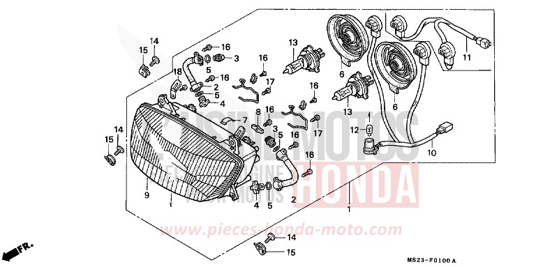 SCHEINWERFER von CB1300 Super Bold'or ABS PEARL CRYSTAL WHITE (NH193K) von 1990